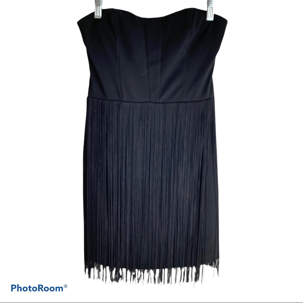 Ark & Co Strapless Fringed Black Dress or Top Size Medium